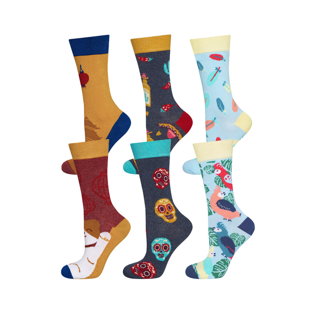Set of 3x Colorful SOXO women's socks mismatched funny gift