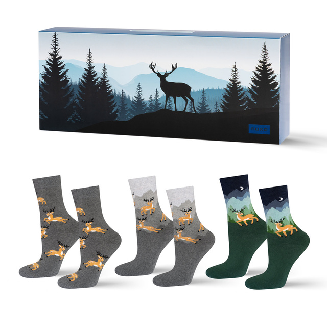 Men's and women's Soxo socks with deer motif - 3 pairs