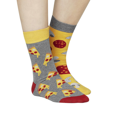 Set of 3x Colorful SOXO women's socks mismatched funny pizza