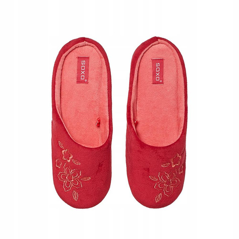 Red SOXO women's slippers with embroidery and a hard sole