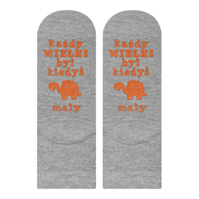 Gray SOXO children's socks with funny Polish inscriptions