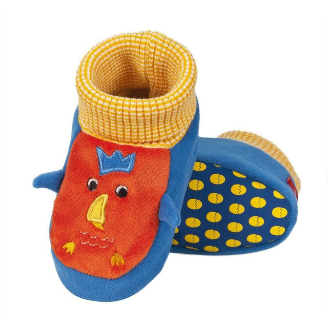 OUTLET Kapcie niemowlęce kolorowe SOXO zwierzaczki z ptakiem