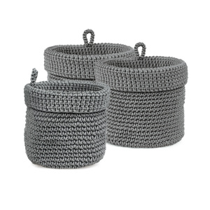 Set of 3x Momo Way bathroom basket grey 14cm and 2x 17cm