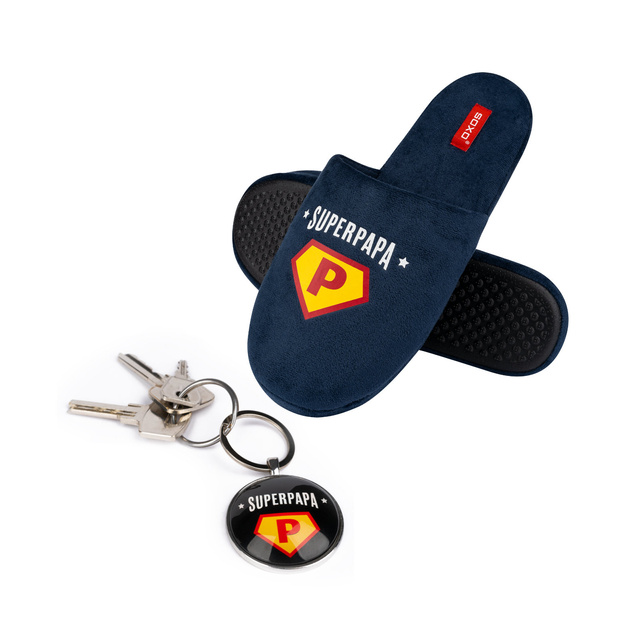 SOXO Super Papa men's slippers and key ring