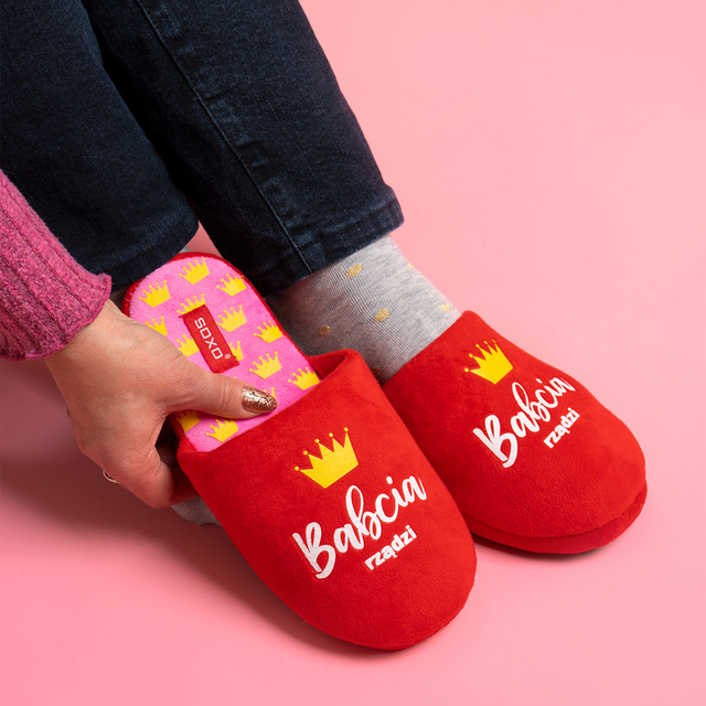 Slippers for Grandma SOXO in a gift box with Polish inscriptions