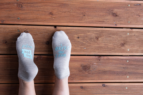 Colorful women's SOXO socks with funny Polish inscriptions for a gift