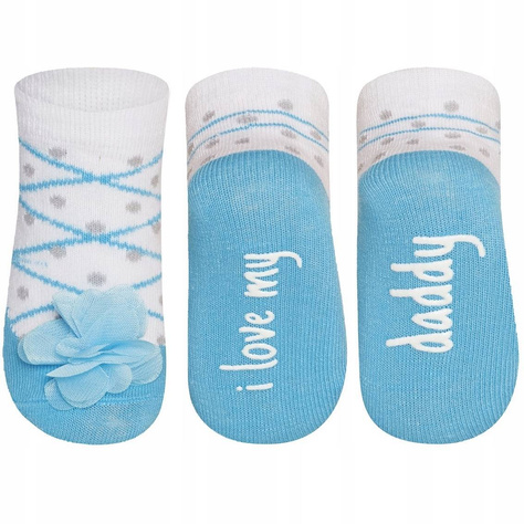 SOXO blue baby socks ballerinas with an inscription