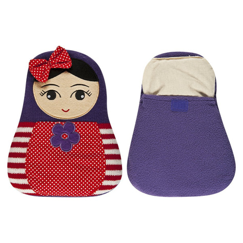 Colorful dry hot water bottle SOXO Heater in a cover for a gift for a doll