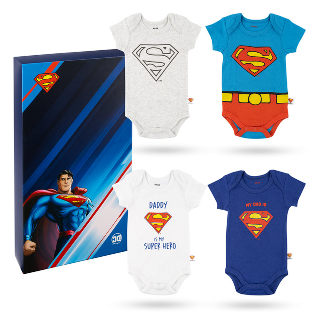Set of 4x Warner Bros Superman baby bodysuits 