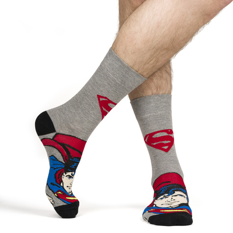 Set of 3x Colorful SOXO GOOD STUFF Batman and Superman DC Comics socks