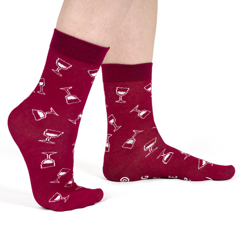 Set of 2x SOXO GOOD STUFF women's socks funny Red and White Wine in a gift bottle