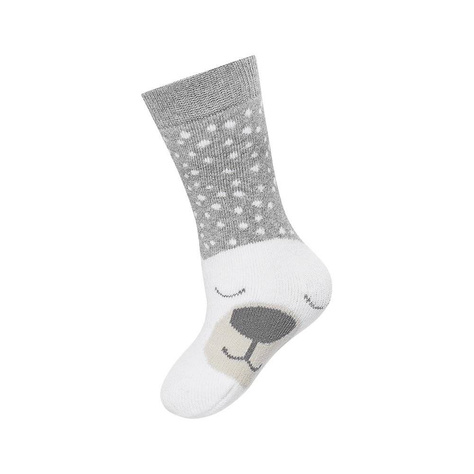 Warm SOXO gray children's socks, a teddy bear with warm terry cloths