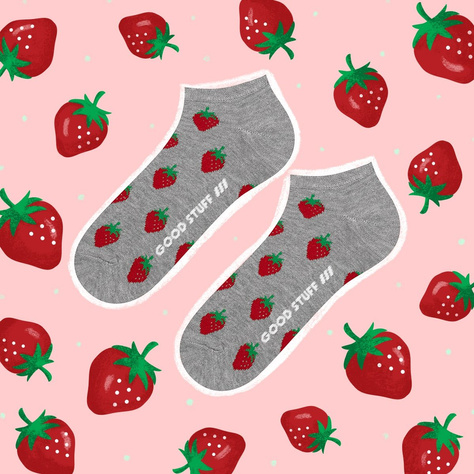 Colorful women's socks SOXO GOOD STUFF funny strawberry