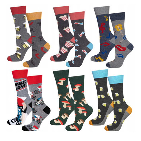 A set of 6x Colorful Men's Socks SOXO GOOD STUFF funny gift