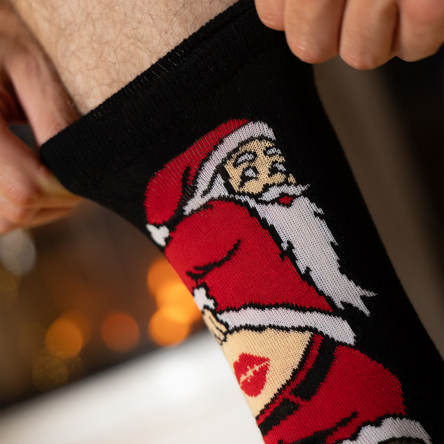 Naughty Bodybuilder Santa Socks