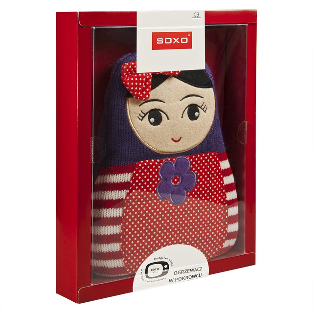 OUTLET Suchy Termofor kolorowy SOXO Ogrzewacz w pokrowcu na prezent dla dziecka lalka