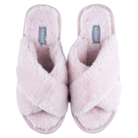 SOXO women's soft pink slippers in gift box with stickers