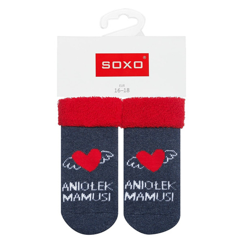 Colorful SOXO baby socks with heart inscriptions