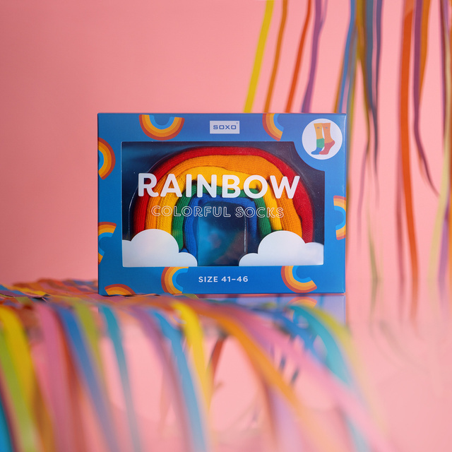 Women's Socks | Men's SOXO | Rainbow in a box | Fun gift idea | Unisex