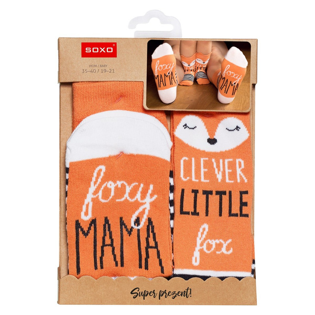 A set of SOXO socks for mother and child cotton fox