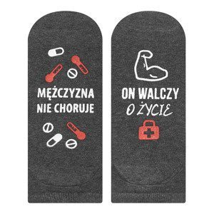 Gray SOXO men's socks with funny polish inscriptions