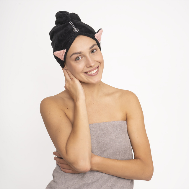 Turban kąpielowy MOMO WAY czarny kot | ręcznik