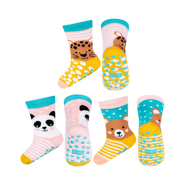 Set of 3x Colorful SOXO children's socks animals