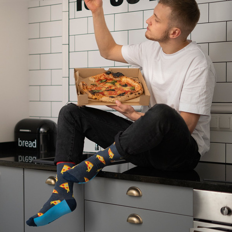 Men's colorful SOXO GOOD STUFF socks funny pizza