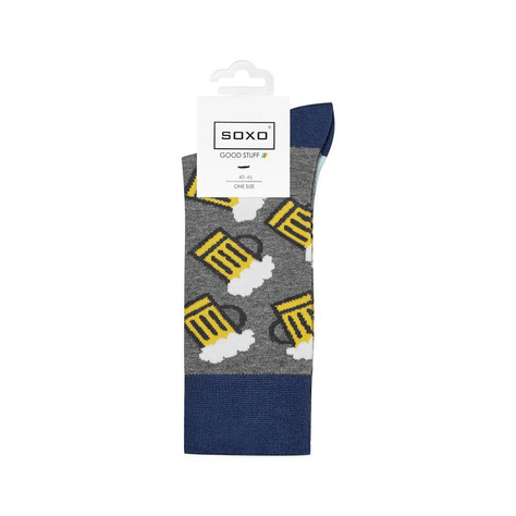 Colorful men's SOXO GOOD STUFF socks funny beer