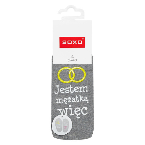 Gray long women's SOXO socks with Polish inscriptions cotton gift