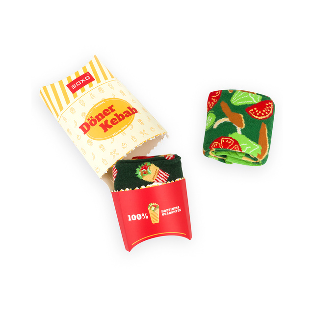 Set of 2x Colorful SOXO men's socks | kebab in a box | funny gift for a man | colors