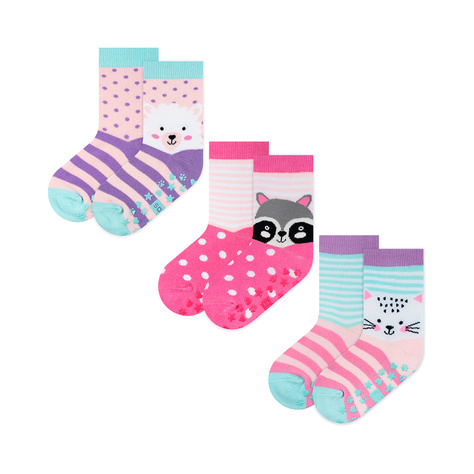 Set of 3x Colorful SOXO children's socks animals