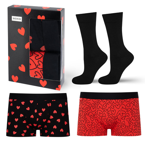 Men's Colorful Socks SOXO and Men's Boxers with Hearts