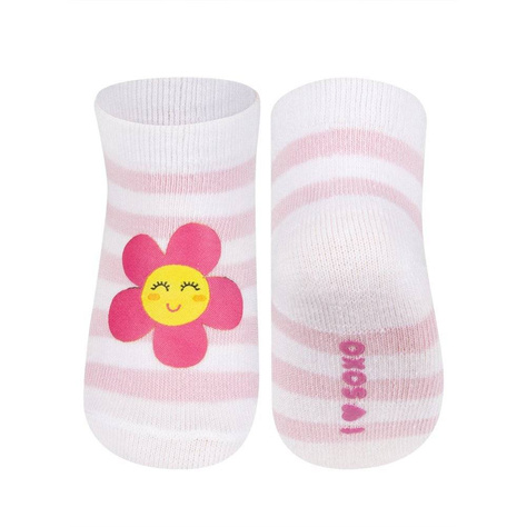 Set of 6 x SOXO striped baby socks with colorful animals