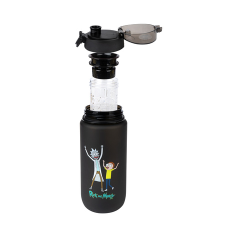 Water bottle 0.6L black | durable and practical | Rick and Morty