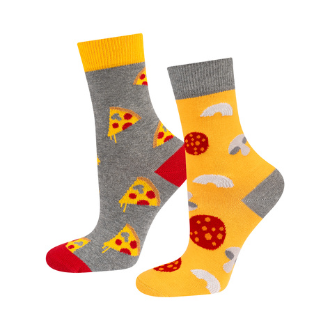 Set of 5x Colorful SOXO women's socks mismatched cotton funny Pizza