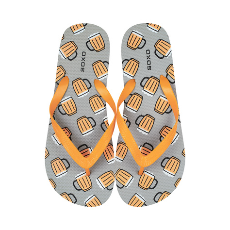 Comfort Women's and Men's Beach Flip-flops SOXO | Happy & Colorful Beer | Perfect for Beach Holidays and Swimming Pool