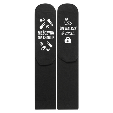 SOXO Men's socks with text  "mężczyzna walczy o życie"