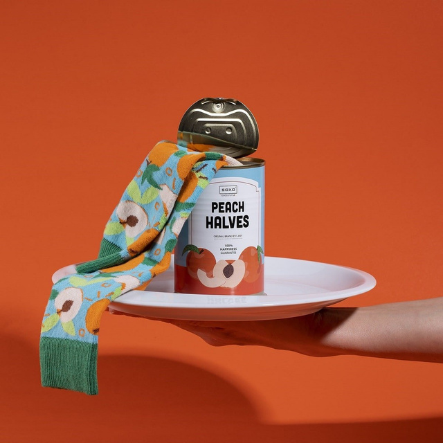 Peach Halves Socks in a Can