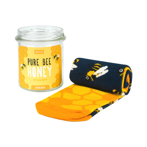 Men's colorful SOXO GOOD STUFF socks Pure bee Honey in a jar