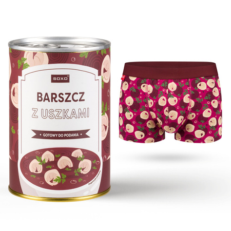 Men's boxer shorts Red borscht in a can SOXO | Perfect for a gift | Boy's Day | Funny cotton panties