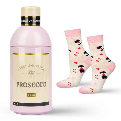 Women's SOXO GOOD STUFF socks with Prosecco  in a bottle