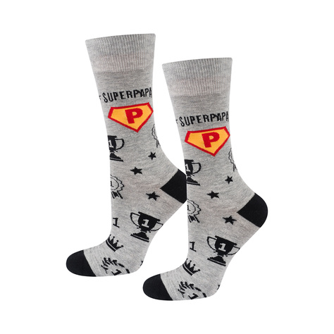 Colorful SOXO men's socks with the inscription "SuperPapa" | Father's Day gift