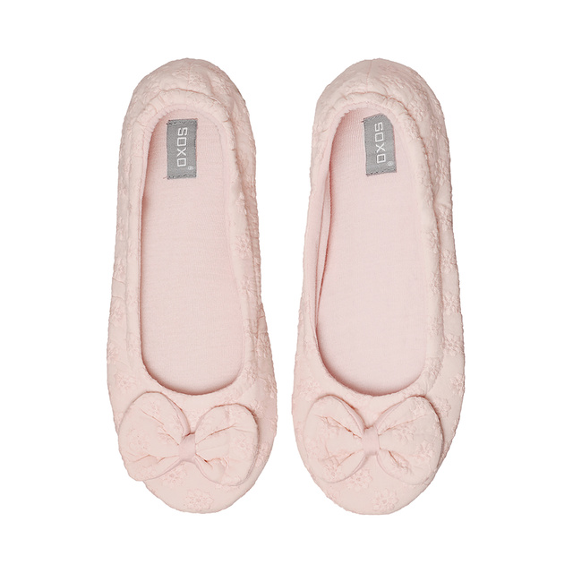 Pink SOXO women's ballerina slippers with a bow