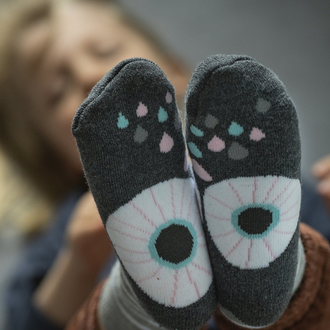 Gray children's SOXO socks cheerful warm terry owl