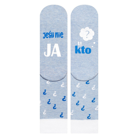 Blue long women's SOXO socks with funny Polish inscriptions cotton