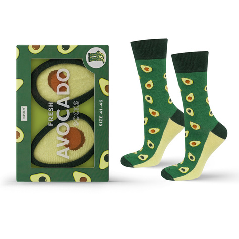 Women's Socks | Men's SOXO | Avocado in a Box | fun gift idea | fun socks for Her | for Him Unisex