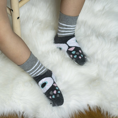 Gray children's SOXO socks cheerful warm terry owl