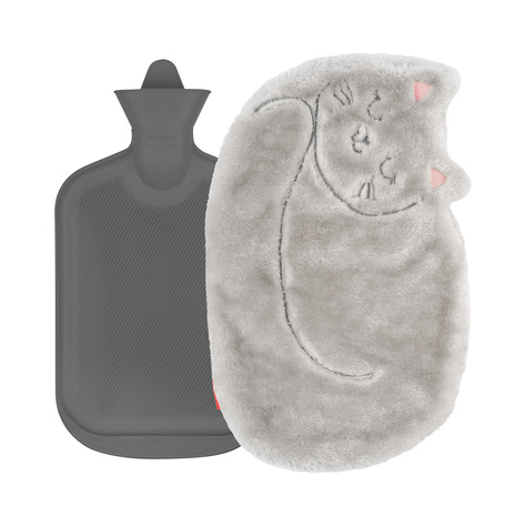 SOXO cat shaped hot water bottle, gray 1.8 L