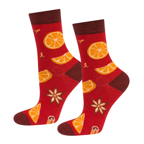 Women's coloured socks SOXO GOOD STUFF | Christmas mulled wine | gift for her